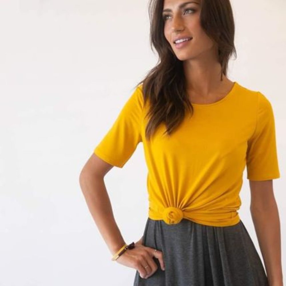 New with Tag Agnes & Dora Fitted Tee Gold Sizes L, XL, XXL